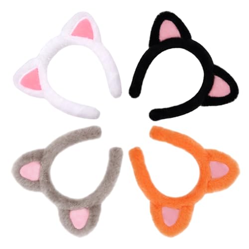 Cosdeaor 4 Pcs Cat Ears Headbands, Soft Plush Cat...