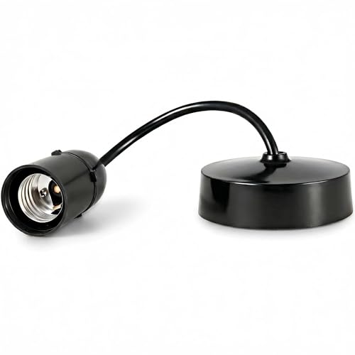 HARPER LIVING E27 Ceiling Pendant Light Fitting 6 Inch (150mm) Black Plastic Lamp Holder DIY Pendant Light Kit for Kitchen Island Living Room Bedroom Dining Room Indoor Lighting Fixture