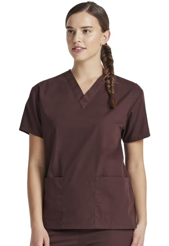 Image of Dickies EDS Signature Scrubs for Women and Scrubs for Men, Unisex One Pocket V-Neck Top in Soft Brushed Poplin 83706