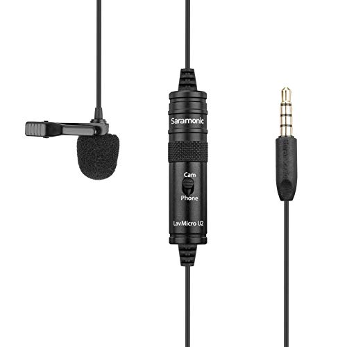 Saramonic Lavalier Microphone for Cameras, Mobile Devices & More with 19.7' (6m) Cable (LAVMICROU2),Lavalier TRS/TRRS