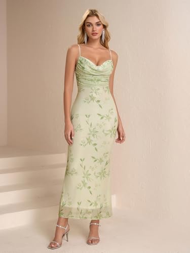 Women's Summer Floral Bodycon Maxi Dress Spaghetti Strap Sleeveless Backless Mesh Long Formal Wedding Guest Dresses2