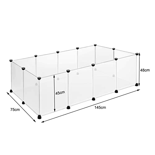 Suusolny Freigehege Kaninchen Gittergehege Haustier Laufstall Gehege Welpengehege Kleintierkäfig Meerschweinchen Käfig für Innen und Aussen (Weiß, 12pcs ohne Türen 145x75x48cm)