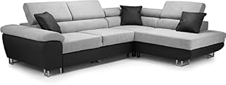LSHAPE Anton Sofa Bed Fire Resistant As British Standard Available In Right Arm Side And Left Arm Side (Right Arm Side), Grey, 100 x 270 x 90 cm (AN675)