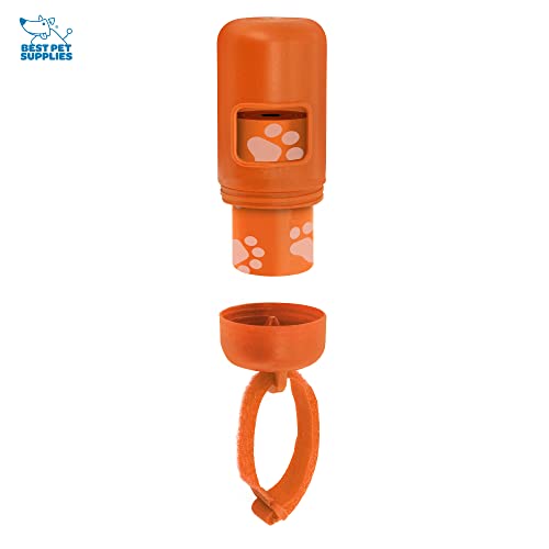 Image of Best Pet Supplies Dog Poop Bag Holder Leash Attachment Reusable Dispenser for Travel, Walking, Park, and Outdoor Use, Durable with Clip-On - Orange, Pack of 2