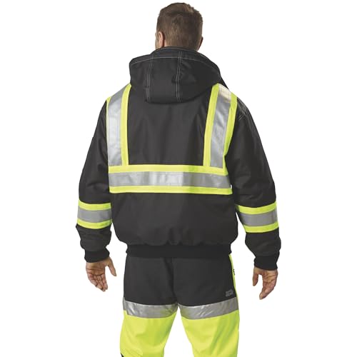 Men's Class 1 High Visibility 3-in-1 Bomber Jacket with Reflective Material - Lime, 2XL3