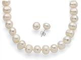 Amazon Collection Freshwater Cultured Potato Pearl 9.0-10.0mm Necklace, 17", and 9.0-9.5mm Stud Earring Set