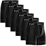 FDX Men's Boxer Shorts Multipack – Anti-Chafing Underwear Trunks, Soft & Breathable Compression Underpants, Lightweight Sports Briefs for Running, Cycling, and Gym Black XL (6 Pack)