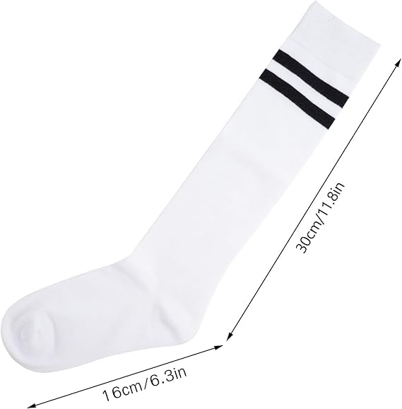 Image of WKLOUYHE 3 Pairs School Uniform Cotton Knee High Socks Athletic Sports Soccer Socks Tube Sock for Girls and Boys