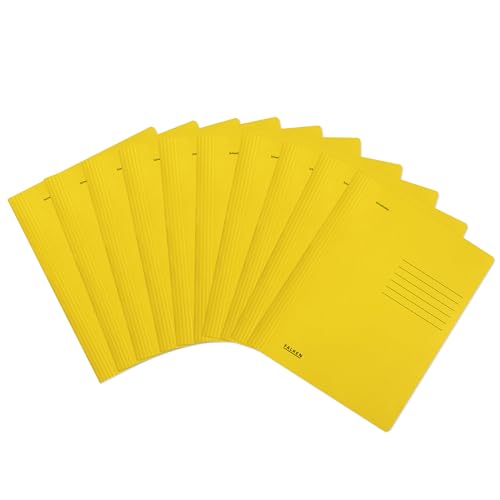 Original Falken 10er Pack Recycling-Schnellhefter gefaltet DIN A4 Intensivfarbe gelb. Made in Germany Blauer Engel Hefter Papphefter Kartonschnellhefter Schulhefter Pappordner Mappe Schulordner