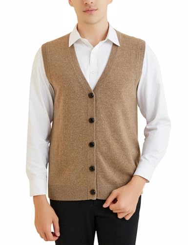 Men’S Soft Thick Knitted Sweater Vest with Pockets Casual Slim Fit V-Neck Sleeveless Button Down Cardigan4