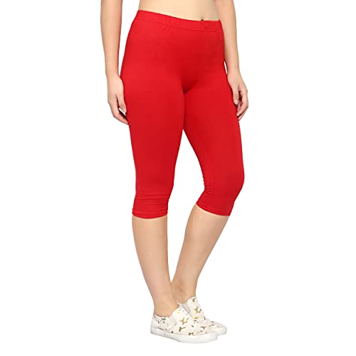 Image of Irana Women Cotton Stretchable Capri | Slim /Regular Fit | Breathable Yoga, Gym & Lounge Wear | High-Waist Stretchable 3 /4 Length Leggings|Capri Pants for Women - Pack of 1