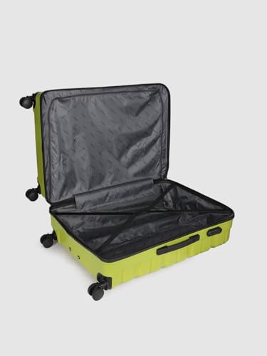 Image of Teakwood Unisex Trolley Bag for Travel, Hard Cabin Trolley Suitcase Bag, Numver Lock System 360 Degree 8 Rotating Wheels | Set of 3 (55, 65, 76 CM, Lime Green)