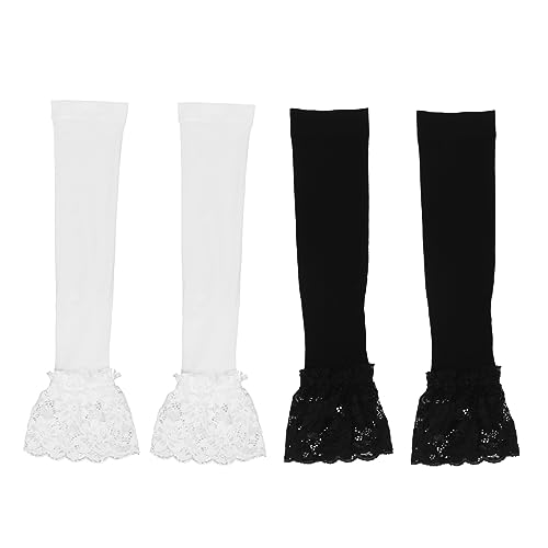 BESTYASH 2pares Protector De Brazo para Mujer Mangas De Encaje Antióxido Protección Solar Antidesgaste Manga Brazo Verano
