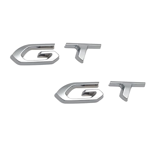 Image of 2X 3D Metal GT Emblem Car Logo Trunk Lid Badge Sport Turbo Decal Replacement for Universal Vehicle, Car, SUV, Truck (Silver)