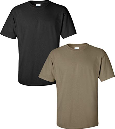 Gildan Men’s Ultra Cotton T-Shirt, Style G2000, Multipack, Black/Prairie Dust, XXL