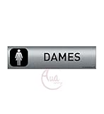 AUA SIGNALETIQUE - Plaque Aluminium brossé imprimé AluSign DARK - 200x50 mm - Double Face adhésif au dos (Dames)