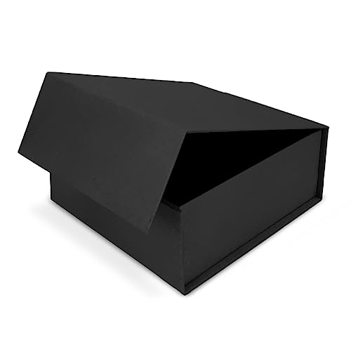 Verpackungswelt Geschenk-Box mit Deckel | 20x20x12 cm (1er Pack) | Geschenk-Karton mit Magnet-Verschluss | Perfekt für Geburtstag, Hochzeit, Weihnachten, Geburt | Geschenk-Verpackung in Schwarz Natur