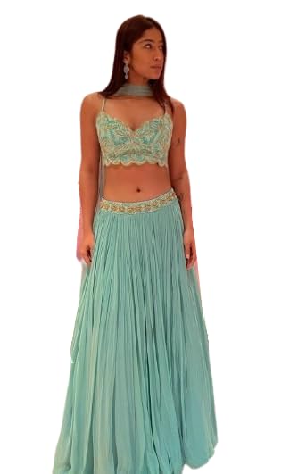 Miiss Ethnic hub's Sea green color lehenga choli with dupatta set for women-image-9
