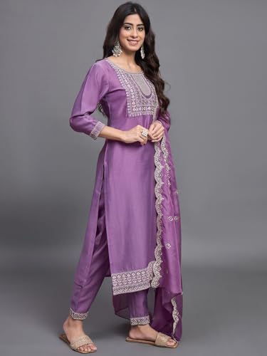 Image of Florely Women's kurti set for woman | kurta sets for woman | Cotton Kurta Set for Women | Embroidered Kurta Set for Women | Kurta Set with Pant Dupatta | 3 Piece Kurti Set | trending kurta women 2026