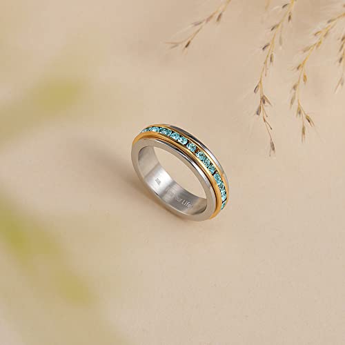 Muses Art Design Fidget Rings, Anxiety Rings, Spinner Rings, Band Rings with Birthstone, Stainless Steel, Women and Men, Meditation Rings, Thumb Rings, Stress Relieving and Anxiety Reducing2