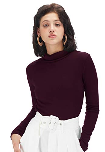 Image of Fabricorn Stylish Black Turtle Neck Cotton Tshirt for Women (Black)