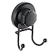 HASKO Suction Cup Hooks for Shower Wall, Removable Towel Hooks for bathrooms, Includes Optional No Drill Adhesive Mount for Inside Shower, Rustproof Stainless Steel - 2 Pack, Black