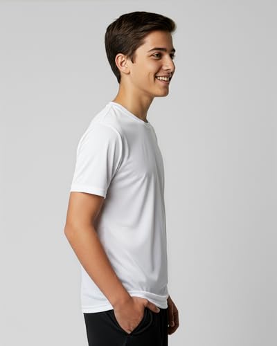 Real Essentials 5 Pack: Boys' Mesh Short Sleeve Athletic T-Shirt - Youth Kids Teens Active Basketball Tops (4-18 Years)