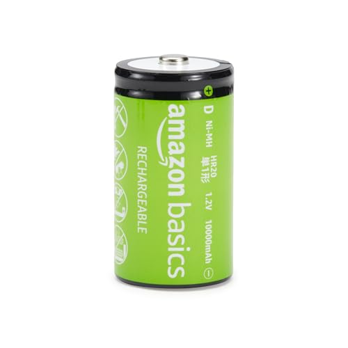 Image of Amazon Basics 8-Pack Rechargeable D Cell NiMH Batteries, 10000 mAh, Pre-Charged, Recharge up to 1000x Times
