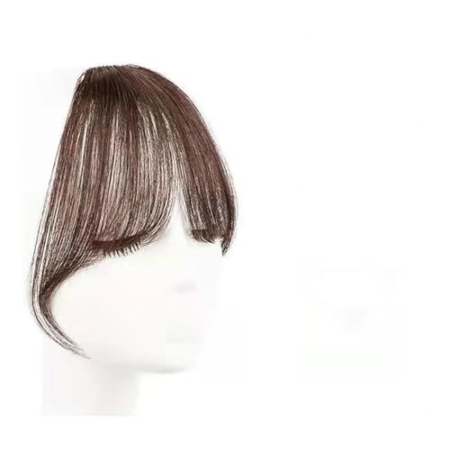 Flequillo Postizo Peluca con flequillo de aire for mujer con frente Natural, parche de pelo Invisible, cara redonda, flequillo francés, flequillo falso Postizos(Brownish black)