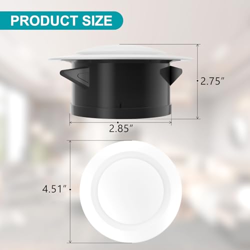 HG Power 3 Inch Air Vent Covers, ABS Adjustable Soffit Vent, Round Ceiling Diffuser for Living Room, Closet, Bathroom, Kitchen, Ventilation Use, White