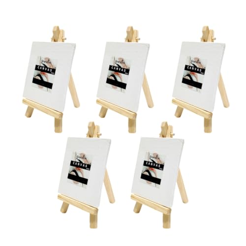 Image of Grandink 6 Inch Mini Wooden Easel with 4x4 Canvas Panel (Pack of 5)