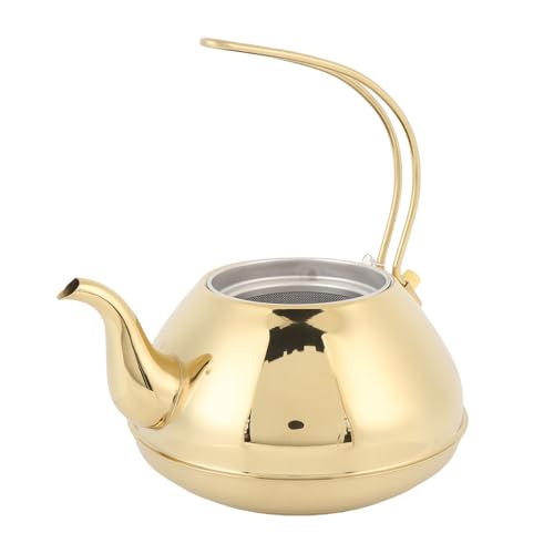 Tetera de té con Durabilidad de Acero Inoxidable Acentos Dorados Tetera de Tetera Desmontable Aislamiento Térmico Fácil Limpio para el Hogar, Uso de la Fiesta de la Cafetería