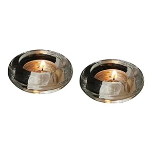 2 Pcsc Tealight Candle Holder – Chunky Glass Votive Candle Holder for Wedding Party & Home Decor (Round)