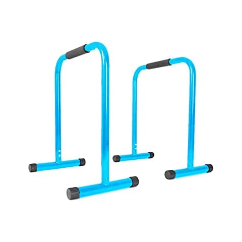 HyGYM Parallel Dip Bars Station Strength Body Weight Calisthenic Training - Blue Cover