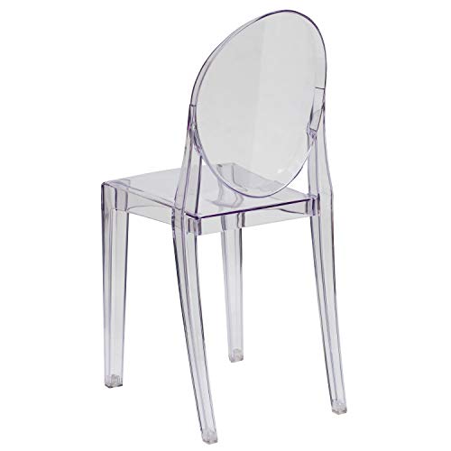 Flash Furniture Cheryl Indoor/Outdoor Ghost Accent and Dining Chair with Contoured Seat, Stackable Transparent Restaurant Chair, Transparent Crystal