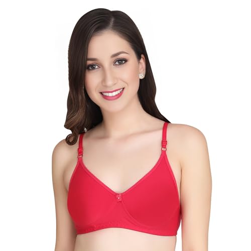 Image of Padded Everyday Bra for Women - Made of Pure Cotton Full Coverage Non Wired Seamless Pushup Soft Cup for T-Shirt Saree Dress Sports Garment for Daily Use Everyday