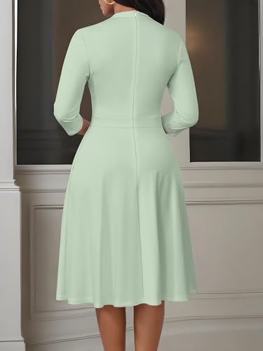 Image of PinkPatty Women's Casual A-line Midi Dresses 3 /4 Sleeve V Neck Fit and Flare Dress with Pockets