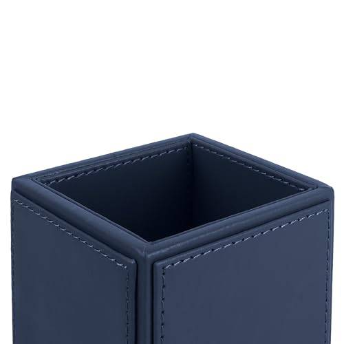 Image of V-CUBE DESIGNS Premium Vegan Leather Pen Holder for Desk & Study Table Accessory | Marker /Pencil Stand for Student | Stationery Organizer for Office Table & Home | 6mm Thickness with MDF Core | Blue