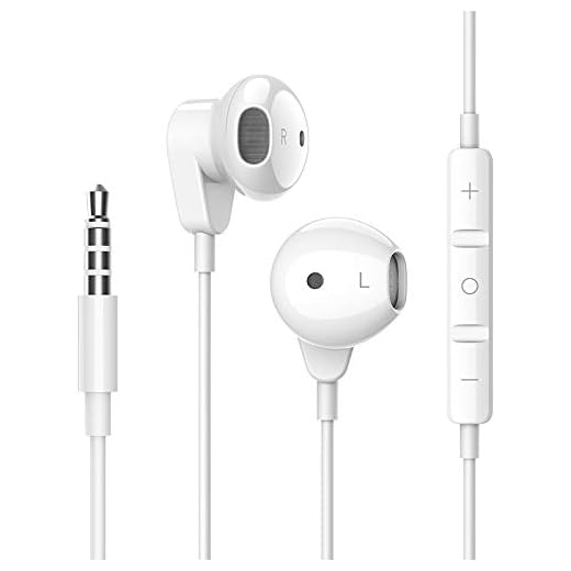 In-Ear hörlurar för iPhone 7, HiFi-ljud stereo brusisolerande hörlurar med mikrofon + volymkontroll kompatibel för iPhone X/XR/XS/XS Max/11/11Pro/12/12 Pro/12 mini/SE/7 Plus/8 Plus stöder alla iOS-system