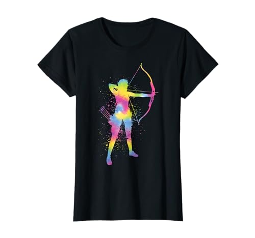 Bogenschützin Langbögen Zielscheibe Splash Bogenschießen T-Shirt