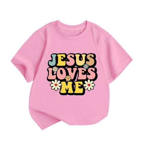 Girl's Christian Graphic Tees Jesus Shirts for Kids Faith Cute Floral Inspirational Tshirt Religious Bible Verse Tops