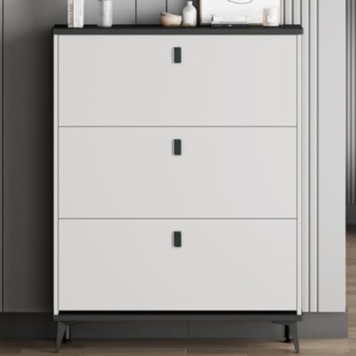Meuble de rangement à chaussures blanc compact avec 3 tiroirs rabattables pour couloir