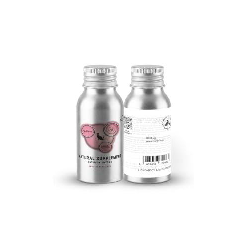 O2 PETS Omega Platinum for Cats Wild Caught Norwegian Salmon Oil Supplement Pure Omega 3 for Cats Protect Urinary Skin and Coat Health (50 ml)