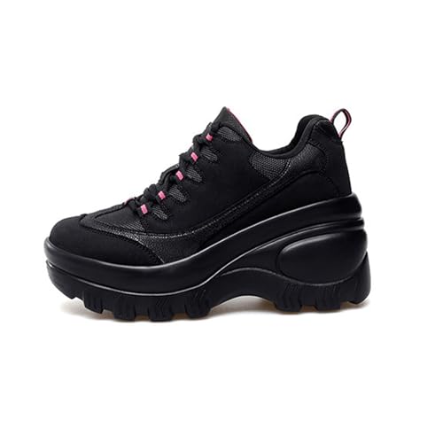 Women's Fashion Platform Chunky Sneakers Lace Up Comfortable Wedge Walking Sport Sneakers Casual Non-Slip Running Shoes4