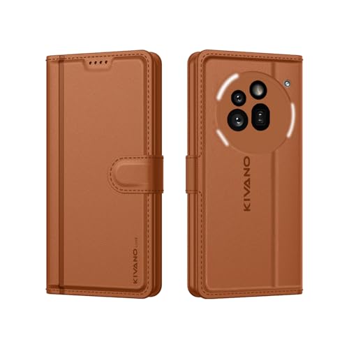 Image of KIVANO LUXE Compatible for Nothing Phone (3a) Pro Luxury Handmade Leather Magnetic Flip Folio Case | Card Holder & Kickstand | Slim Protective Cover | Unisex - Brown