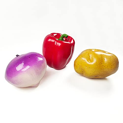 Lorigun 11 Pcs Artificial Vegetables Pack Simulation Vegetables for Decoration, Fake Vegetables Set for Kitchen Home Decor, Decorative Vegetables Faux Onion Carrot Potatoes, FakeTomatoes for Décor
