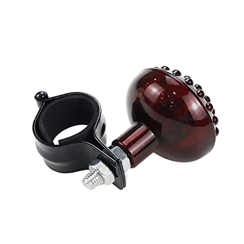 Modengzhe 2.2-Inch Steering Wheel Spinner Knob With 1.2-Inch Metal Clamping Ring For Trucks Buses Large Vehicles (Dark Red Abs Head) #TOP2