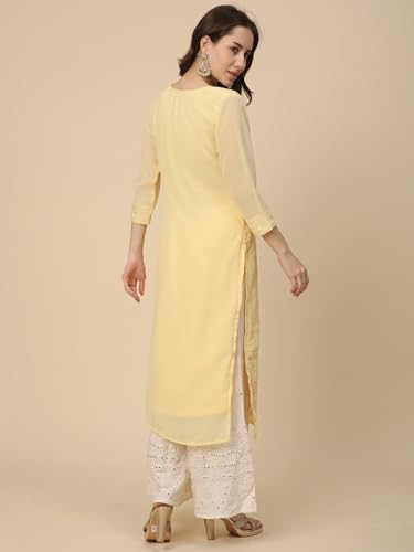 Image of RATAN Women's Georgette Anarkali Lucknowi Chikankari Ethnic Wear Kurta