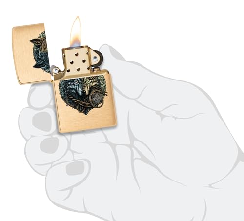 Encendedor Zippo Wolf Warrior Brushed Brass miniatura 5