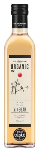 Eat Wholesome Vinagre De Arroz Crudo Orgánico, 500ml - Galardonado, Sin Filtrar, Fermentado Naturalmente, Con La Madre, 5% Acidez, Vegano, Botella De Vidrio